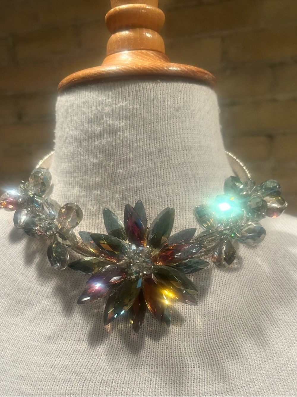 Multicolor Crystal Flower Statement Necklace - Women Jewelry